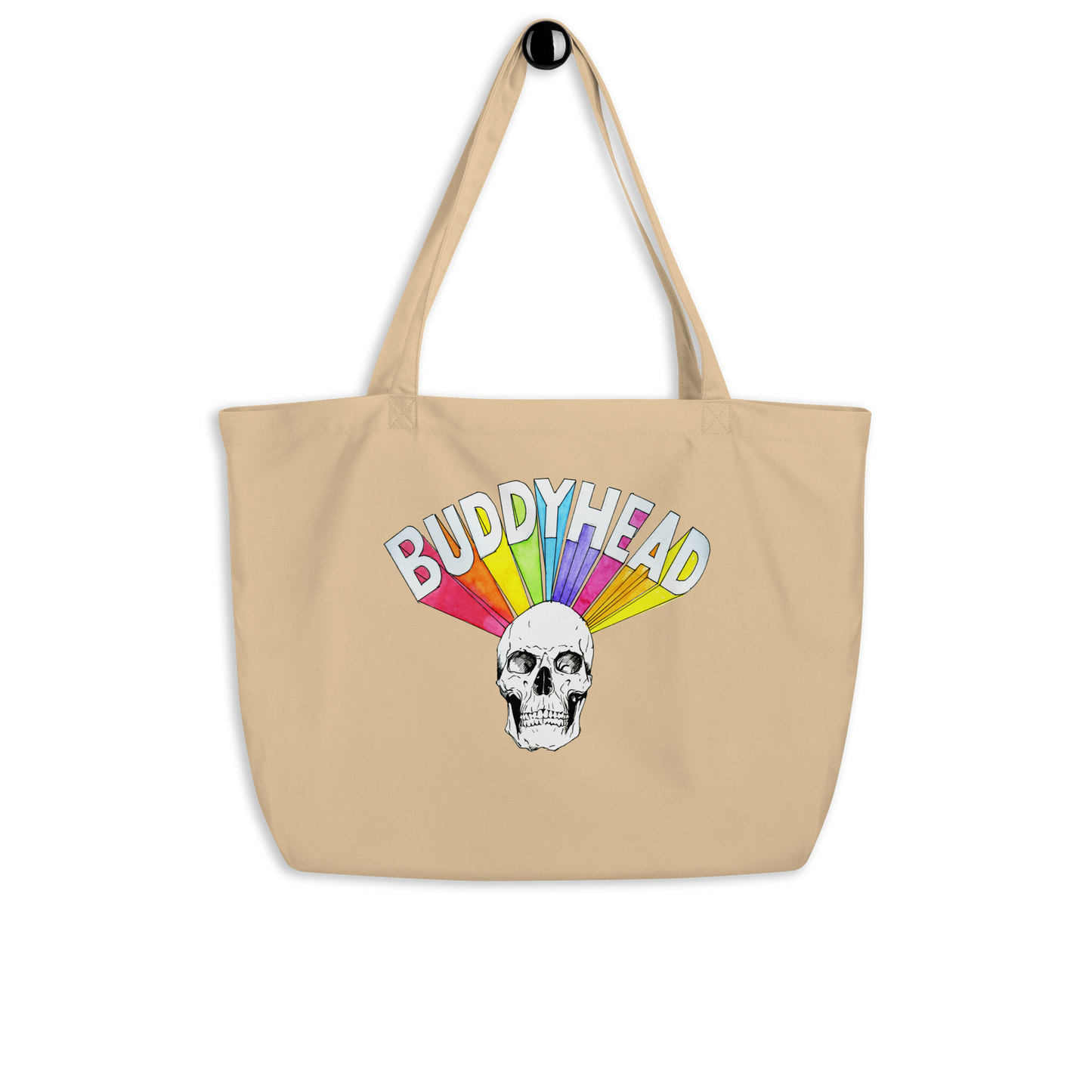 Rainbow Skull Large organic tote bag