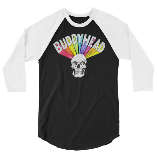 Buddyhead Rainbow Skull logo baseball tee