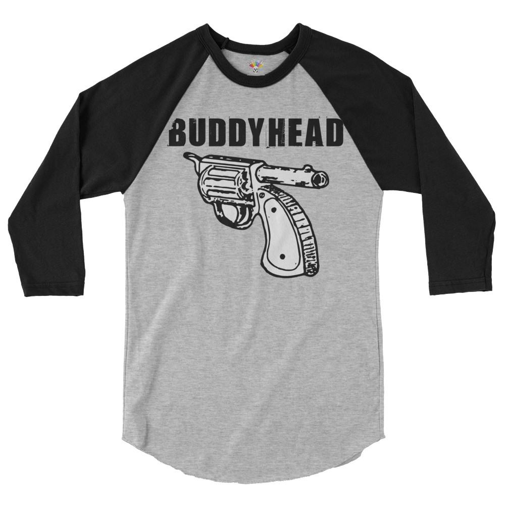 Buddyhead backwards gun logo baseball tee