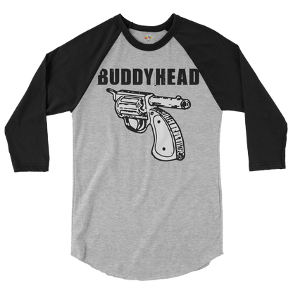 Buddyhead backwards gun logo baseball tee