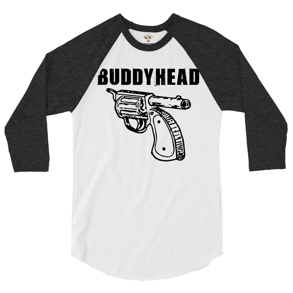 Buddyhead backwards gun logo baseball tee