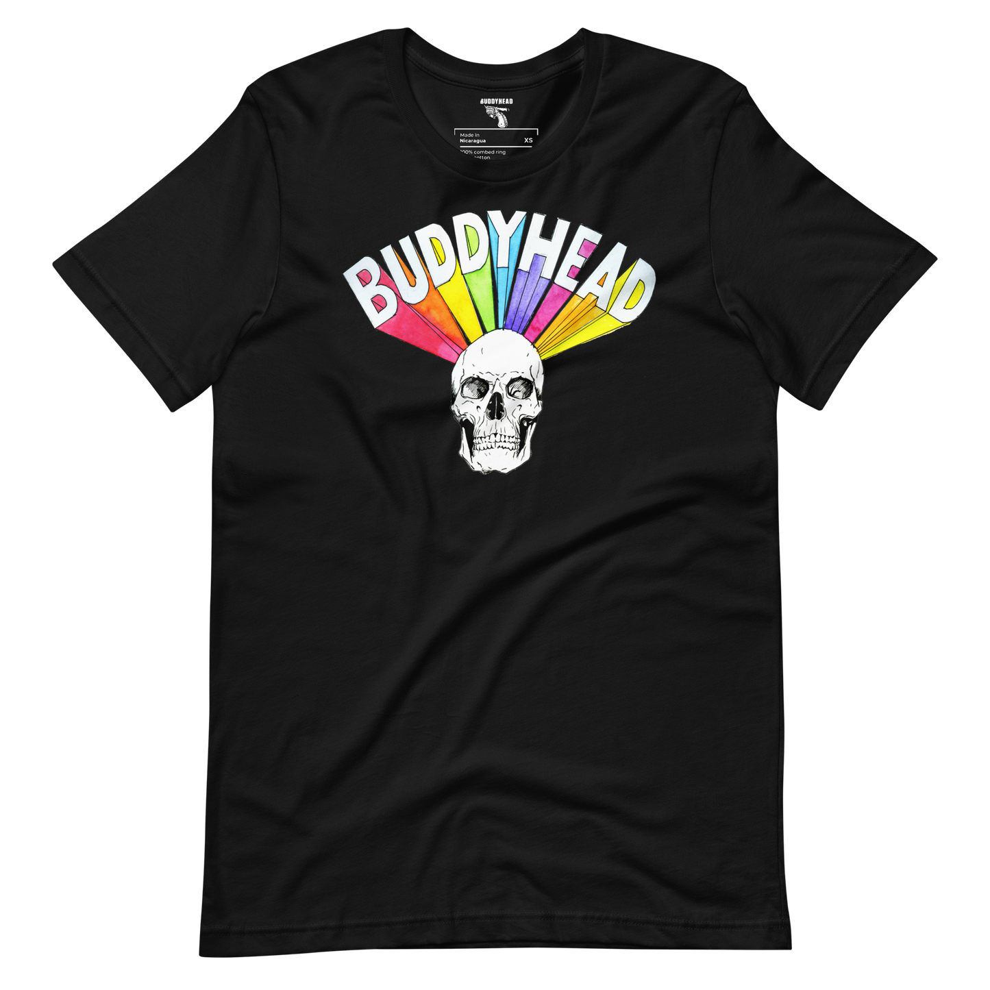 Buddyhead Rainbow Skull logo tee.