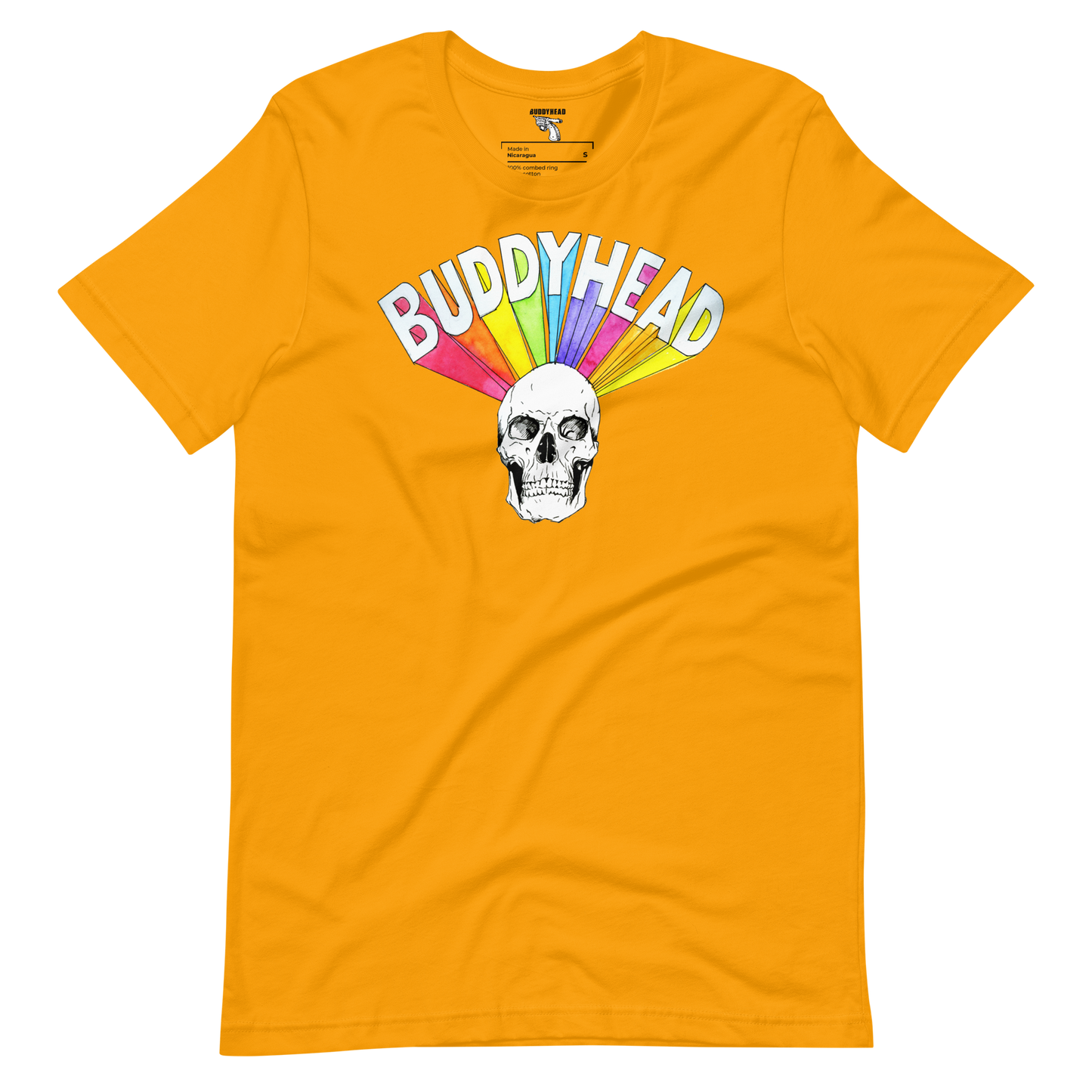 Buddyhead Rainbow Skull logo tee.